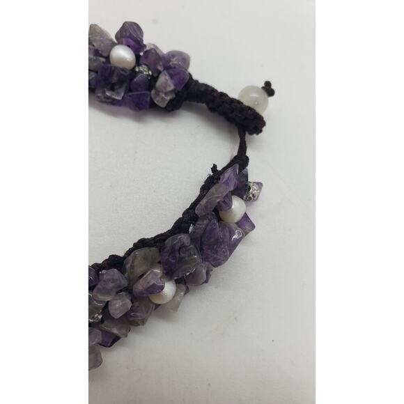 Vintage Necklace Amethyst Genuine Pearl Jade Elephant & Butterfly Pendants - Picture 6 of 13